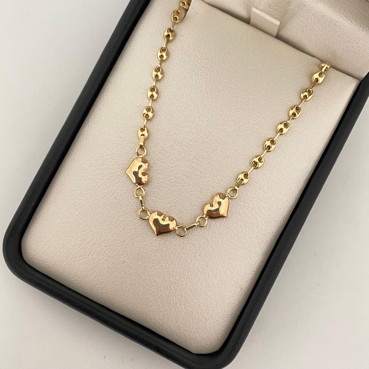 Pulso tejido gc triple corazon inflado Oro amarillo 18k 2,70 Gr / 3,1 mm / 20 Cm Broche 0,15